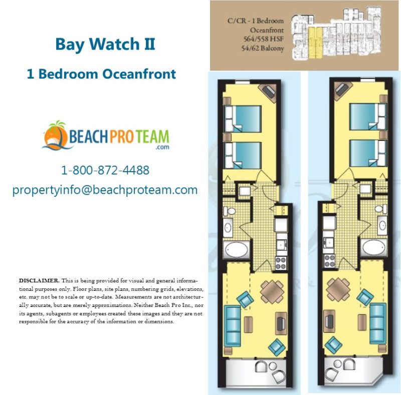 Bay Watch Resort II Floor Plan C - 1 Bedroom Oceanfront
